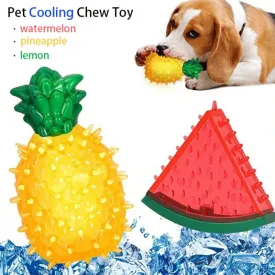 Pet Cooling Chew Toy | Reusable Teething Toy for Dogs and Cats | Summer Cooling Watermelon, Pineapple, Lemon Shapes | Durable Ice Frozen Fruit Toys | Alo Trendy