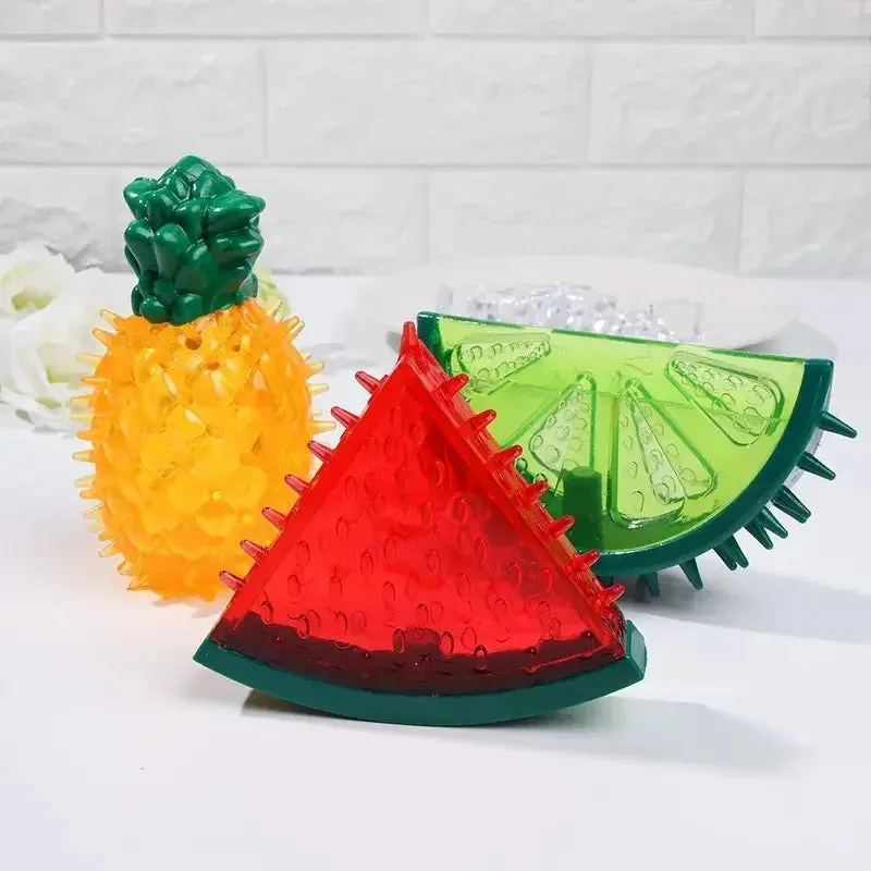 Pet Cooling Chew Toy | Reusable Teething Toy for Dogs and Cats | Summer Cooling Watermelon, Pineapple, Lemon Shapes | Durable Ice Frozen Fruit Toys | Alo Trendy