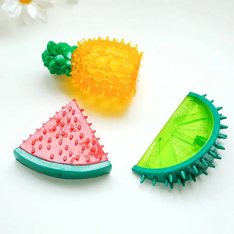 Pet Cooling Chew Toy | Reusable Teething Toy for Dogs and Cats | Summer Cooling Watermelon, Pineapple, Lemon Shapes | Durable Ice Frozen Fruit Toys | Alo Trendy