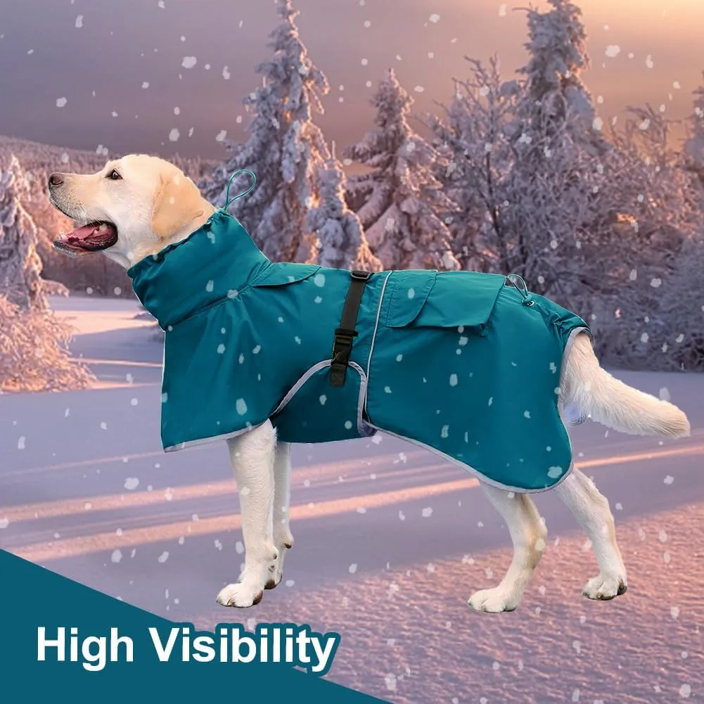 Pet Dog Raincoat, Rain Poncho Jacket for Medium and Large Dogs, Winter Warmer (Blue, 5XL)