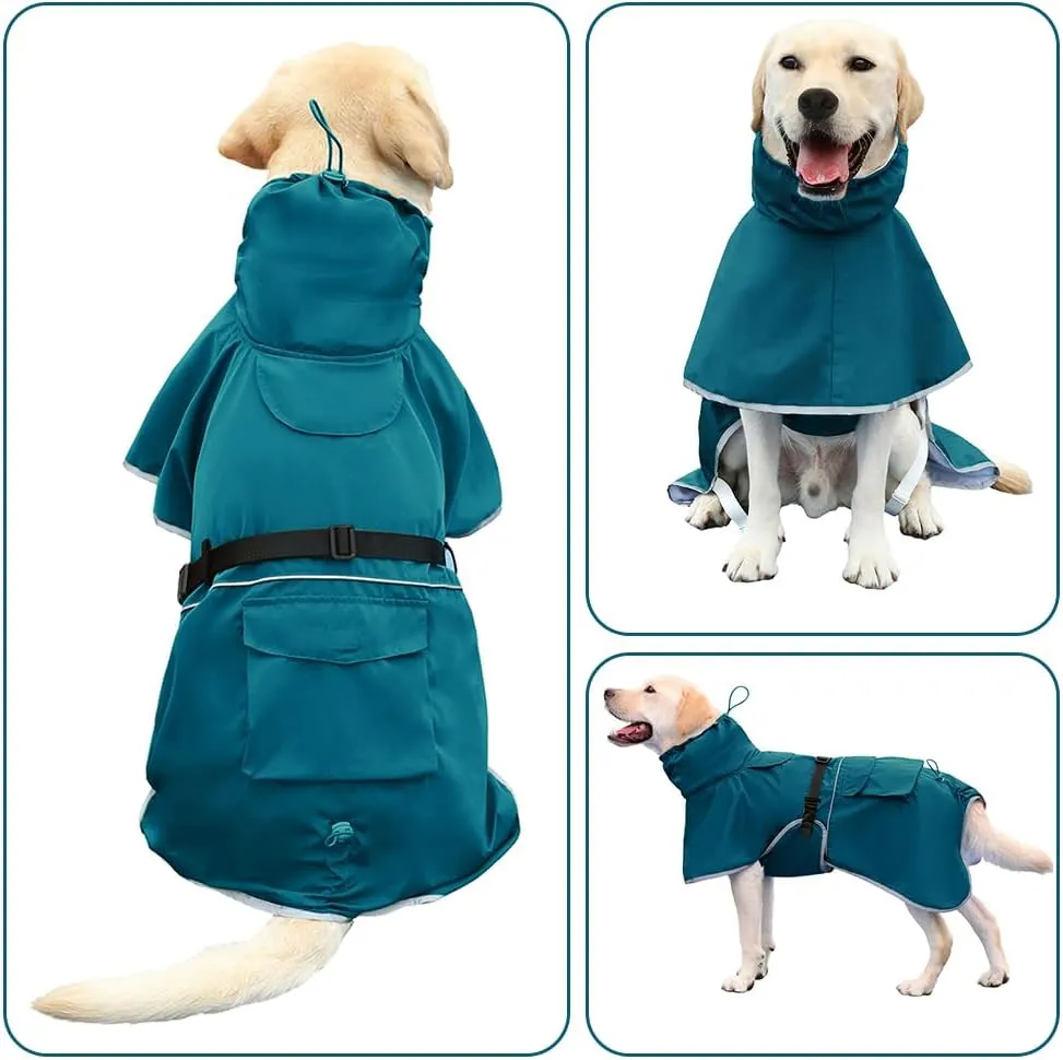 Pet Dog Raincoat, Rain Poncho Jacket for Medium and Large Dogs, Winter Warmer (Blue, 5XL)