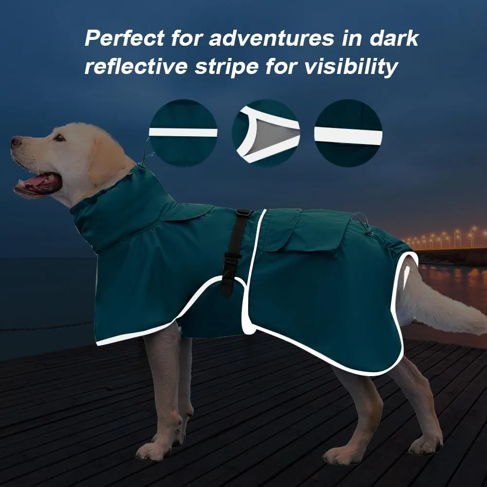Pet Dog Raincoat, Rain Poncho Jacket for Medium and Large Dogs, Winter Warmer (Blue, 5XL)