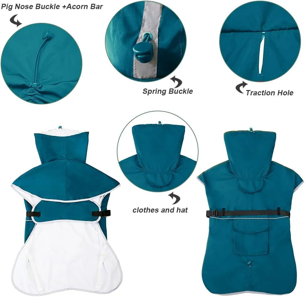 Pet Dog Raincoat, Rain Poncho Jacket for Medium and Large Dogs, Winter Warmer (Blue, 5XL)