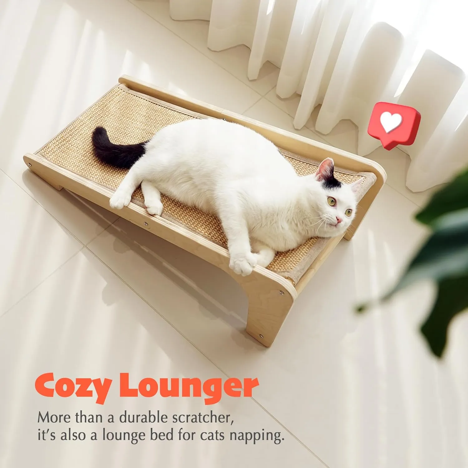 PETKARAY Cat Scratcher, Sisal Cat Scratching Ramp, L Shape Scratch Pad for Indoor Kitty, 27" Wall Furniture Protector with Mouse Toy