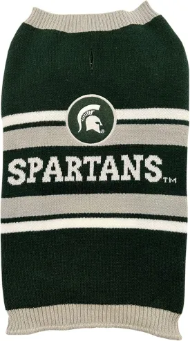 Pets First NCAA Michigan State Spartans Dog Sweater, Size Medium. Warm and Cozy Knit Pet Sweater with NCAA Team Logo, Best Puppy Sweater for Large and Small Dogs, Team Color (MS-4179-MD)