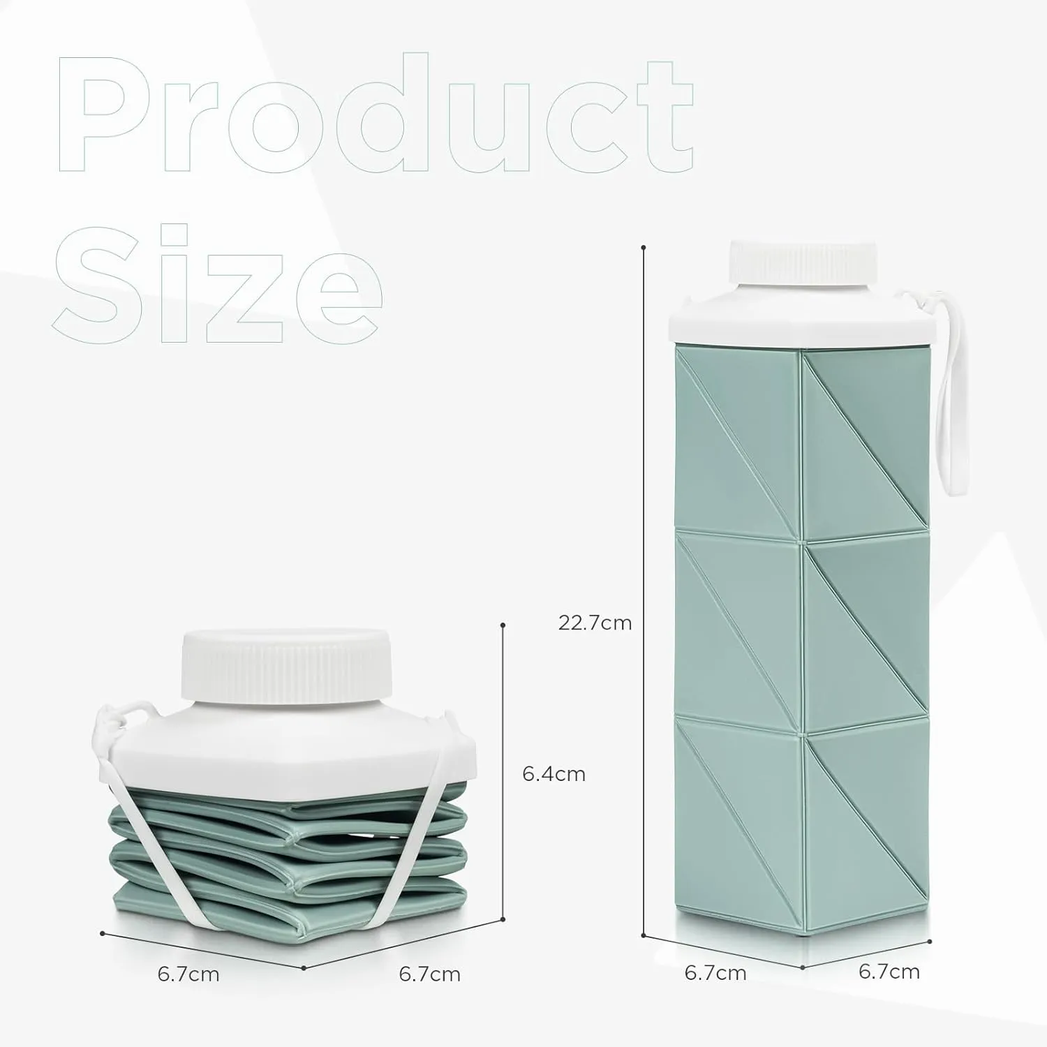 POMKAKA Collapsible Water Bottles 24.3oz(720ml), 2nd Generation Leakproof BPA-Free Travel Water Bottle,Lightweight Reusable Water bottle for Cycling Gym Camping Sports,Sage Green
