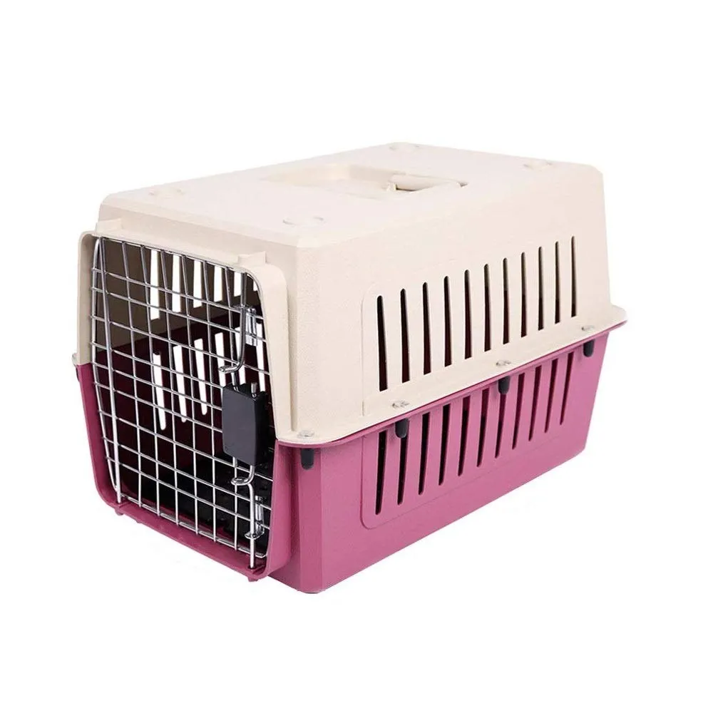 Portable Pet Airline Box,Outdoor Portable Cage Carrier Suitable for Dogs Cats Rabbits Hamsters, Small Red
