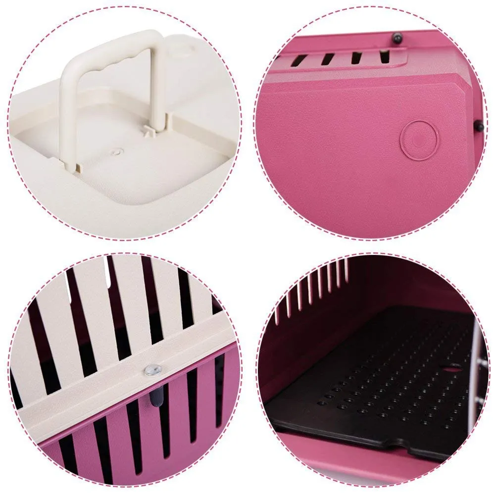 Portable Pet Airline Box,Outdoor Portable Cage Carrier Suitable for Dogs Cats Rabbits Hamsters, Small Red