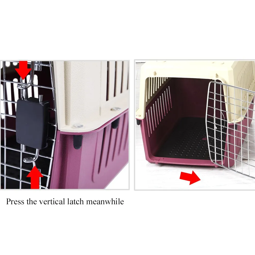 Portable Pet Airline Box,Outdoor Portable Cage Carrier Suitable for Dogs Cats Rabbits Hamsters, Small Red