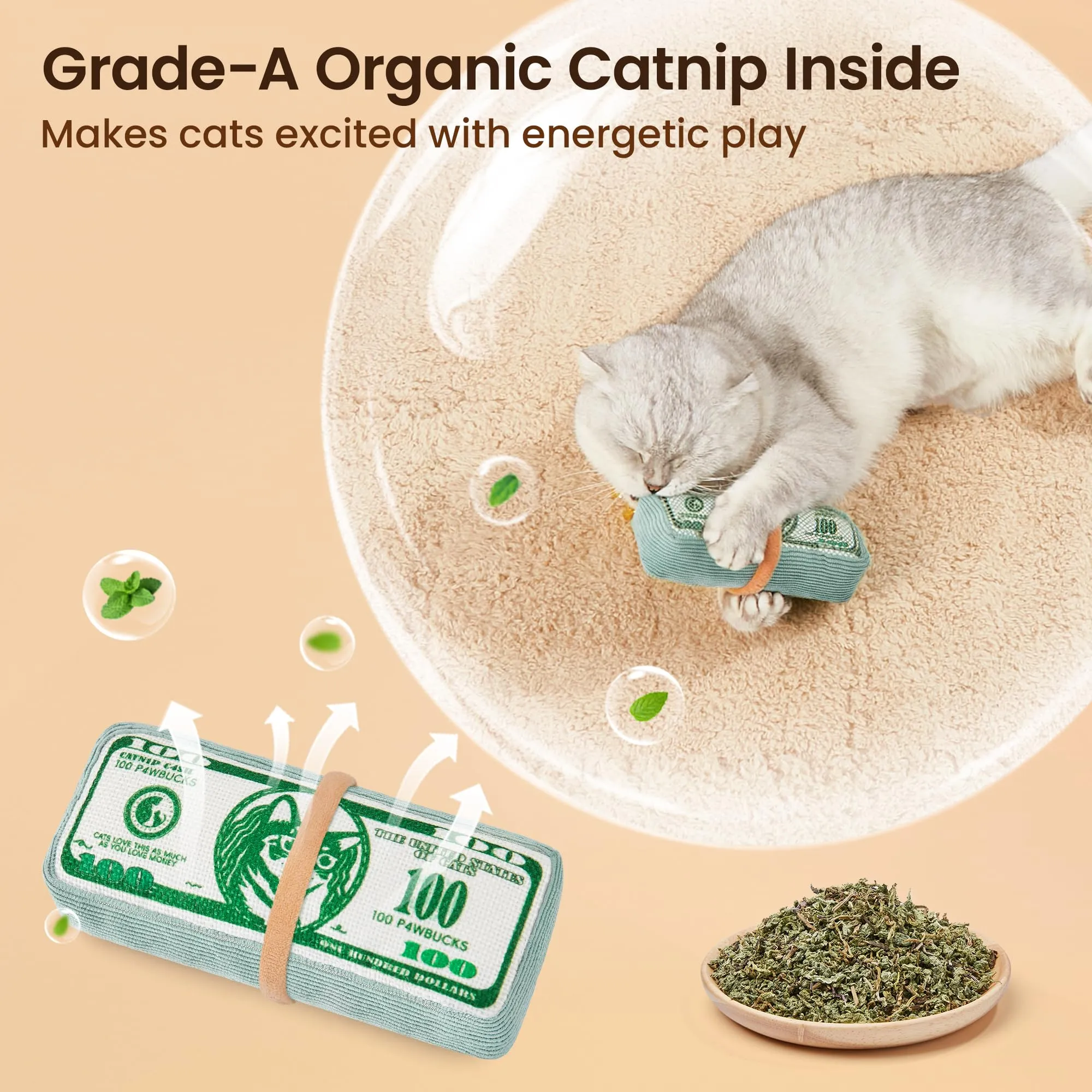 Potaroma Cat Toys US-Dollar Catnip Crinkly Sound Toys