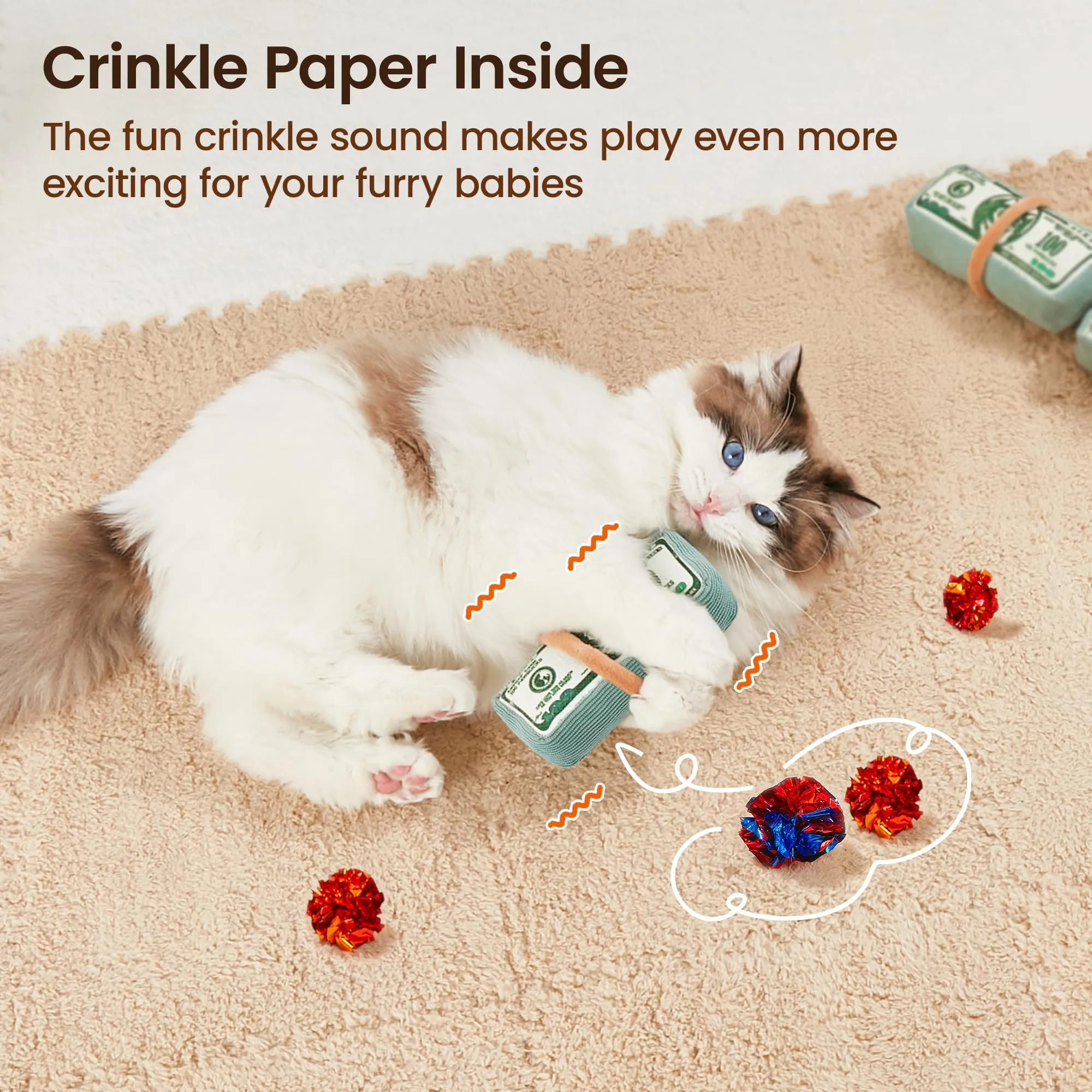 Potaroma Cat Toys US-Dollar Catnip Crinkly Sound Toys