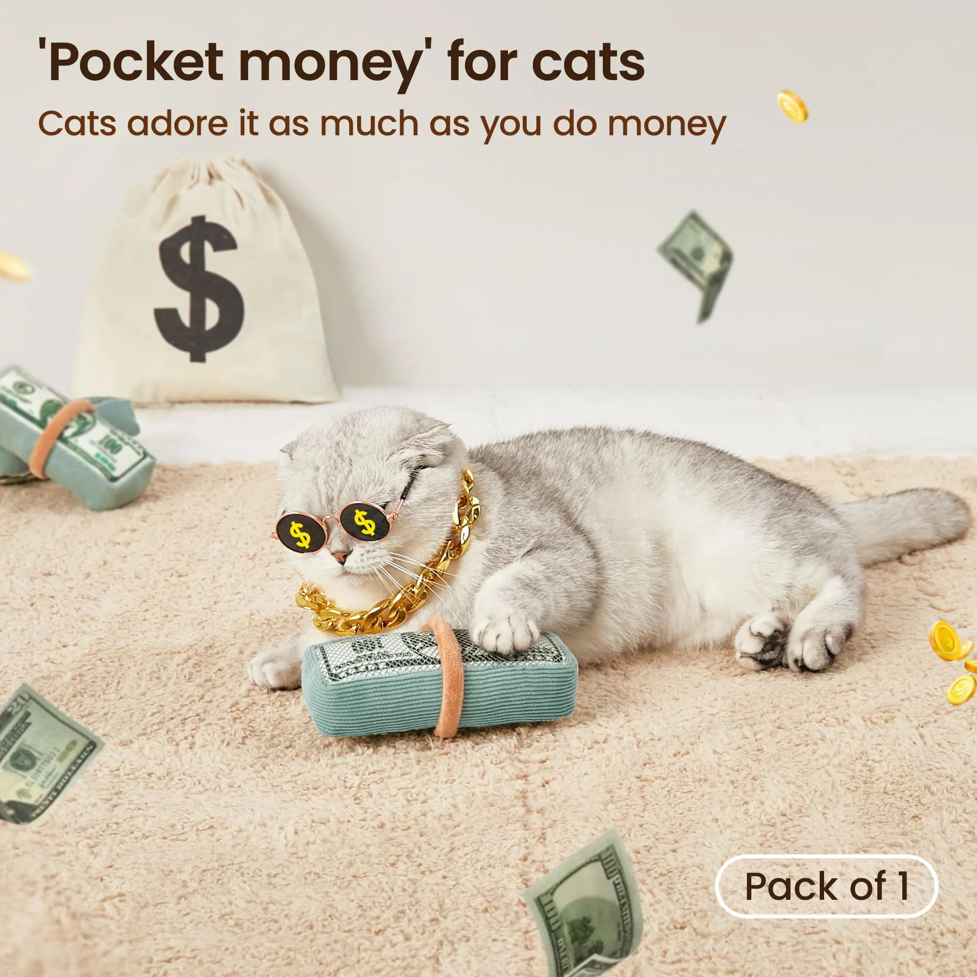 Potaroma Cat Toys US-Dollar Catnip Crinkly Sound Toys
