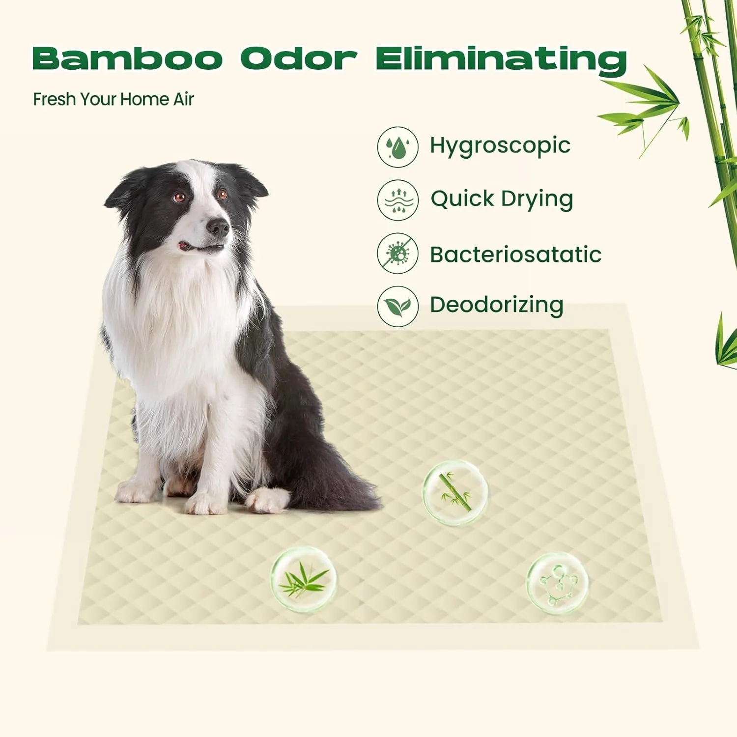 Puppy Pads 7 Count Small 22x22in Bamboo Training Pads Deodorizing Leakproof Quick Drying Dog Pee Pads Super Absorbent Disposable Pee Pads for Dogs Puppies, Doggie, Cats, Rabbits