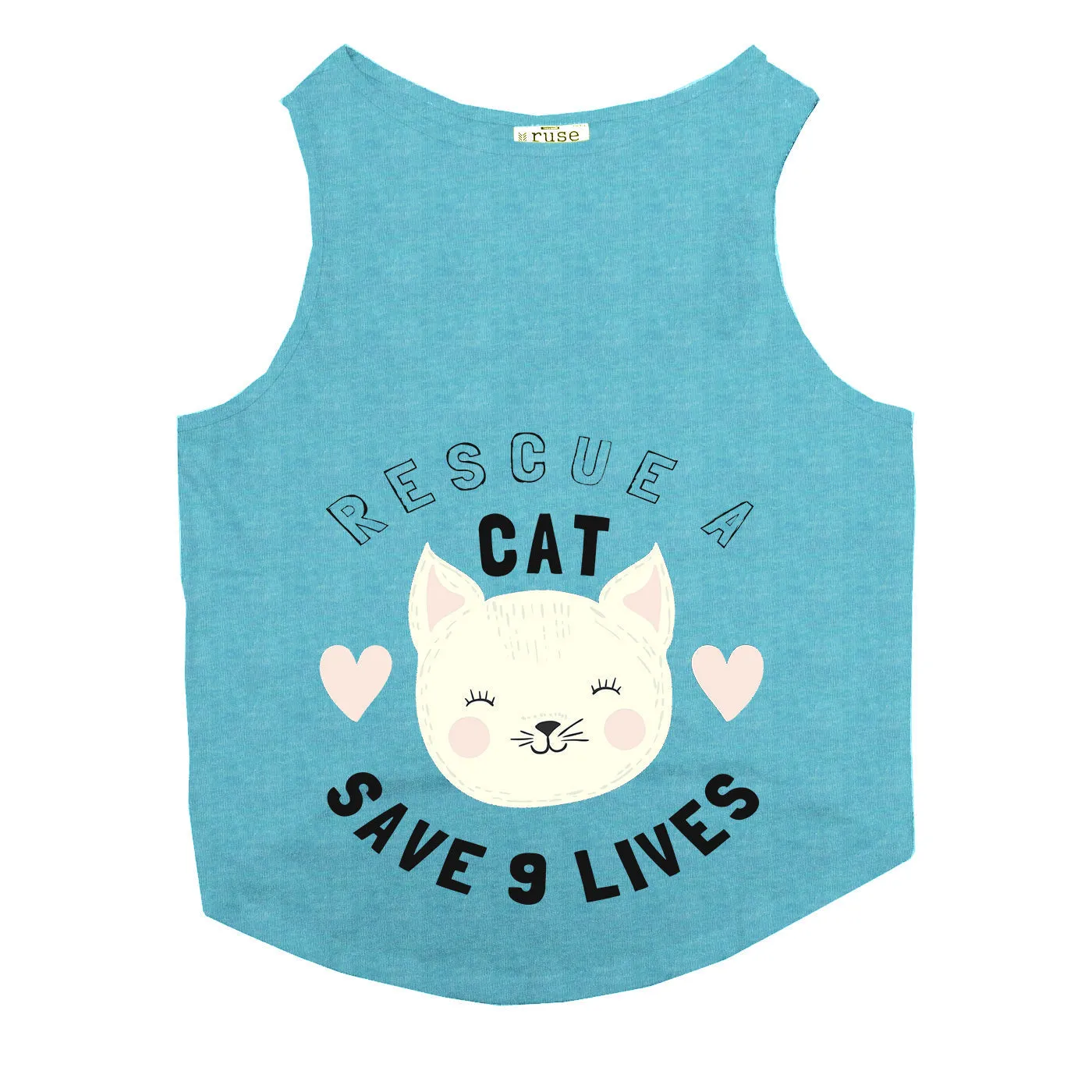 "Save Nine Lives" Printed Tank Cat Tee