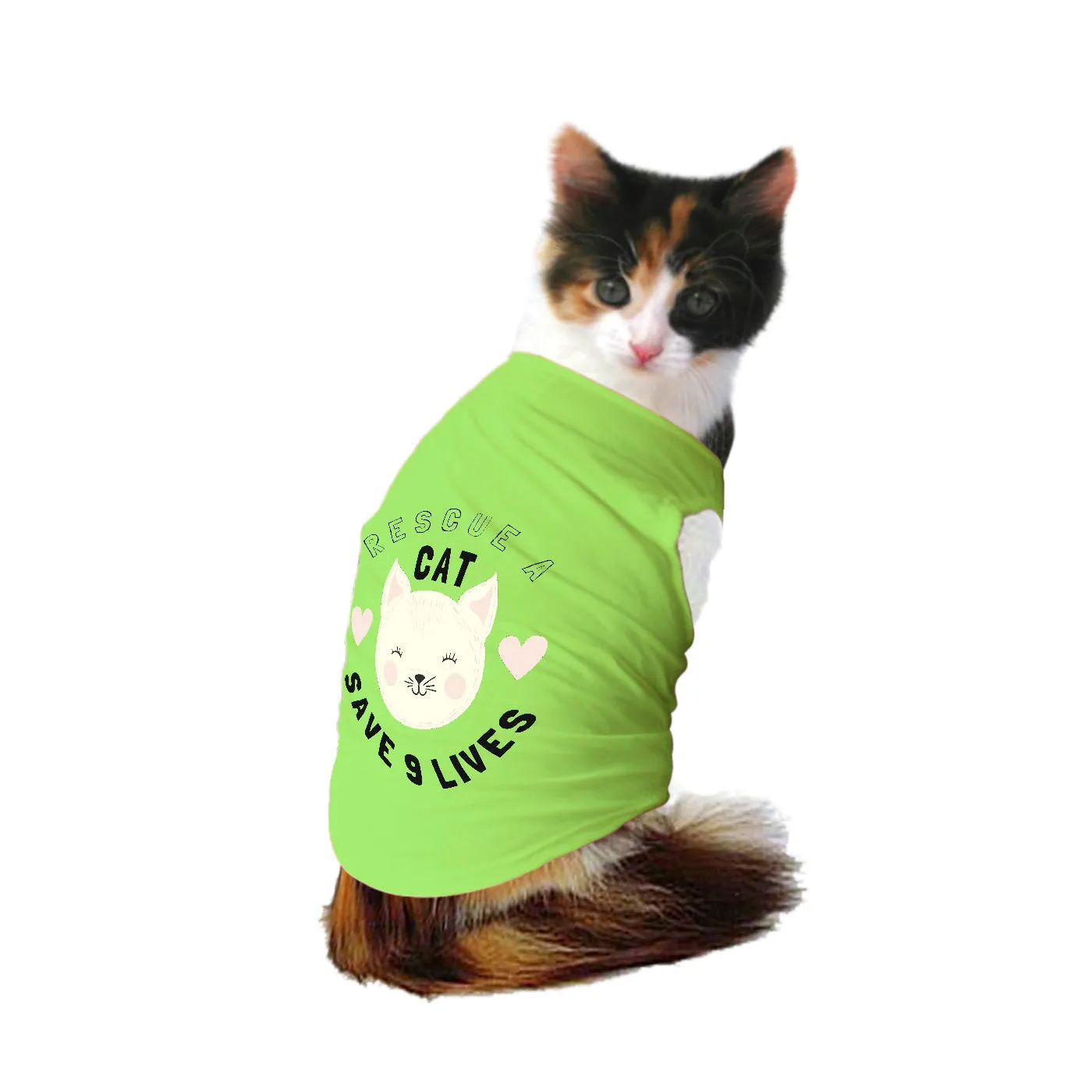 "Save Nine Lives" Printed Tank Cat Tee