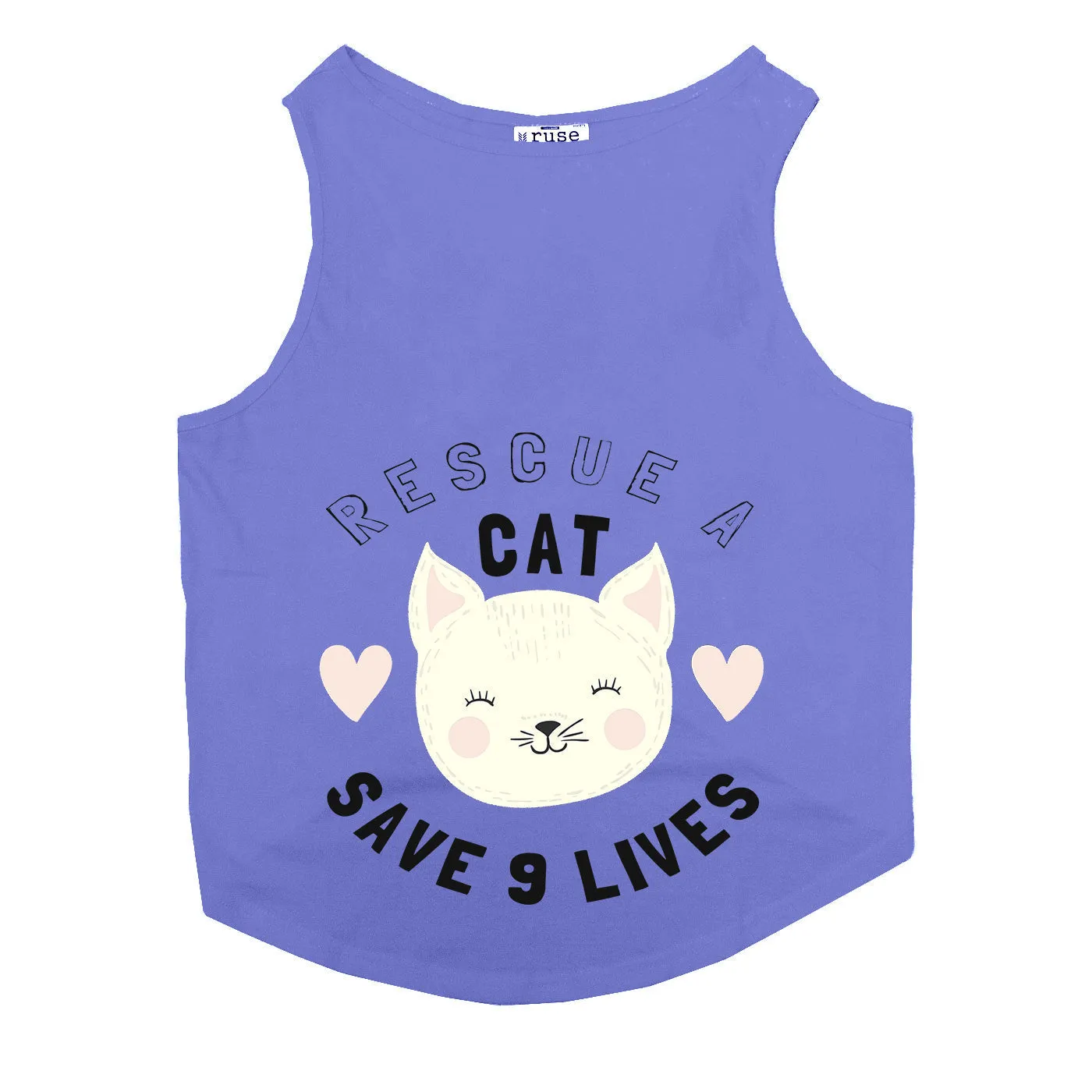 "Save Nine Lives" Printed Tank Cat Tee