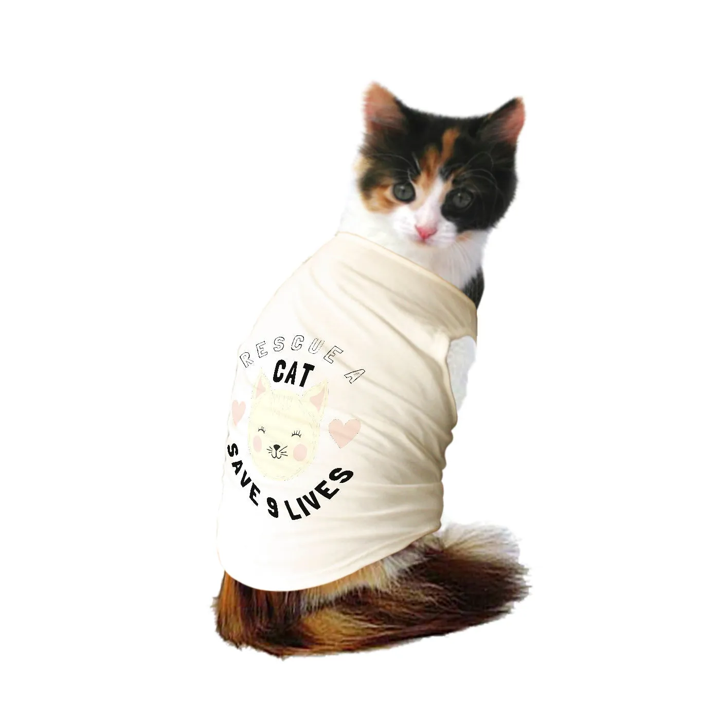 "Save Nine Lives" Printed Tank Cat Tee