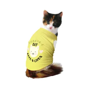 "Save Nine Lives" Printed Tank Cat Tee