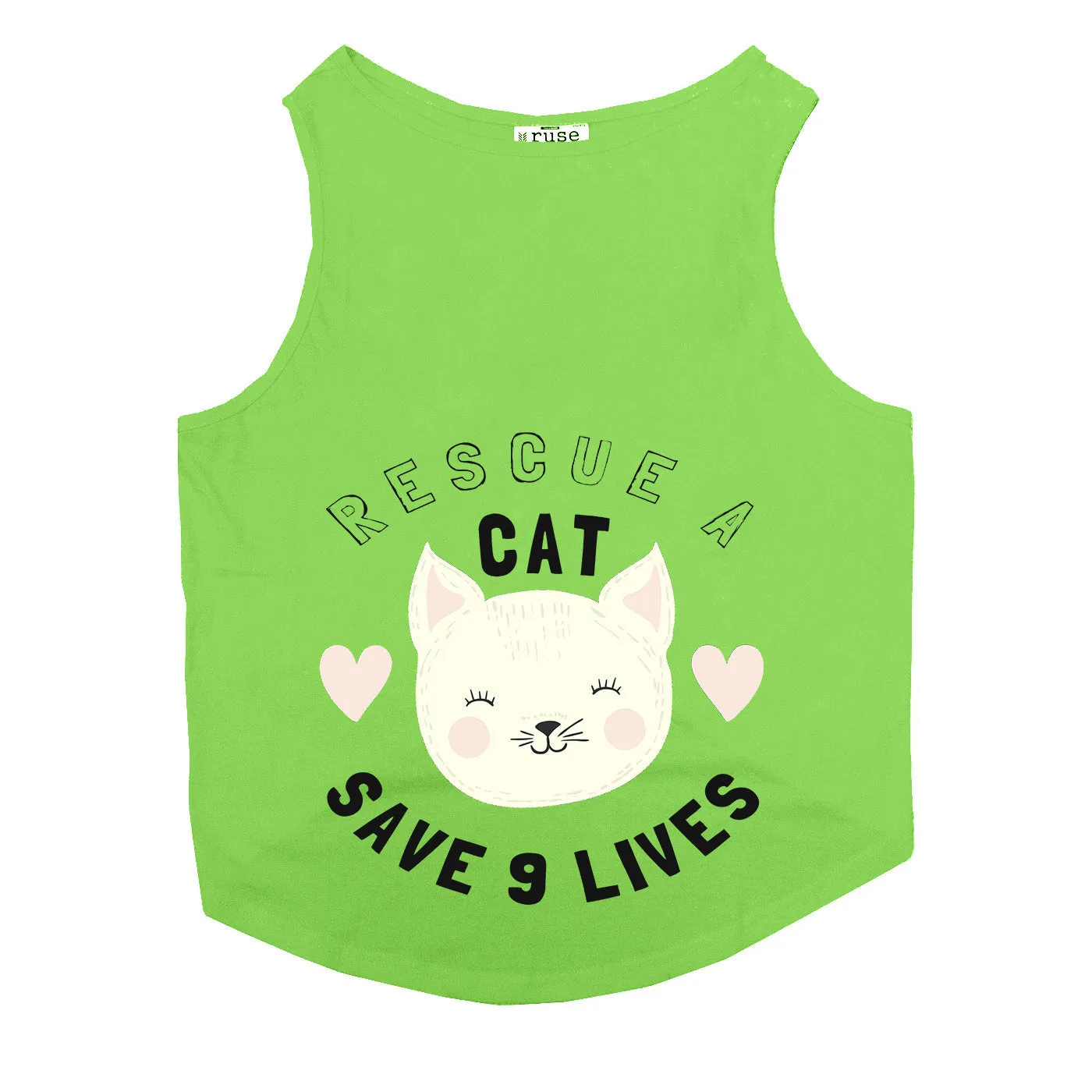 "Save Nine Lives" Printed Tank Cat Tee