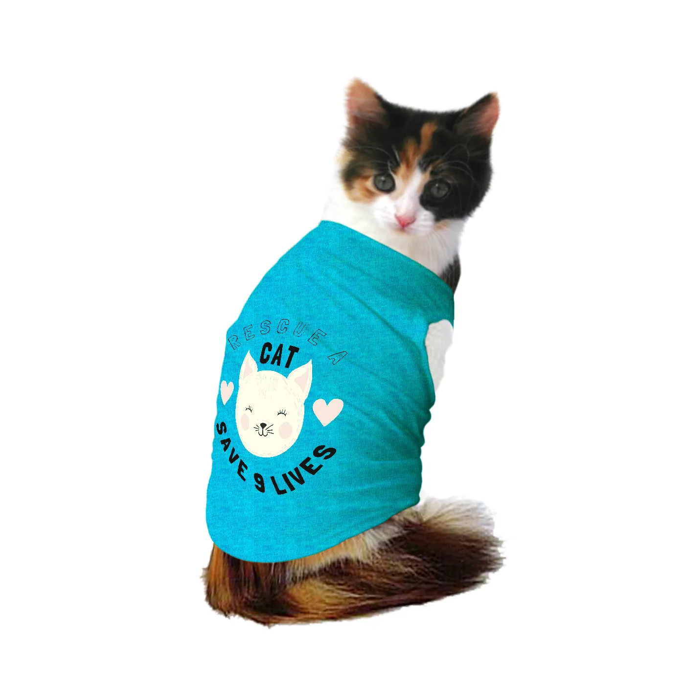 "Save Nine Lives" Printed Tank Cat Tee