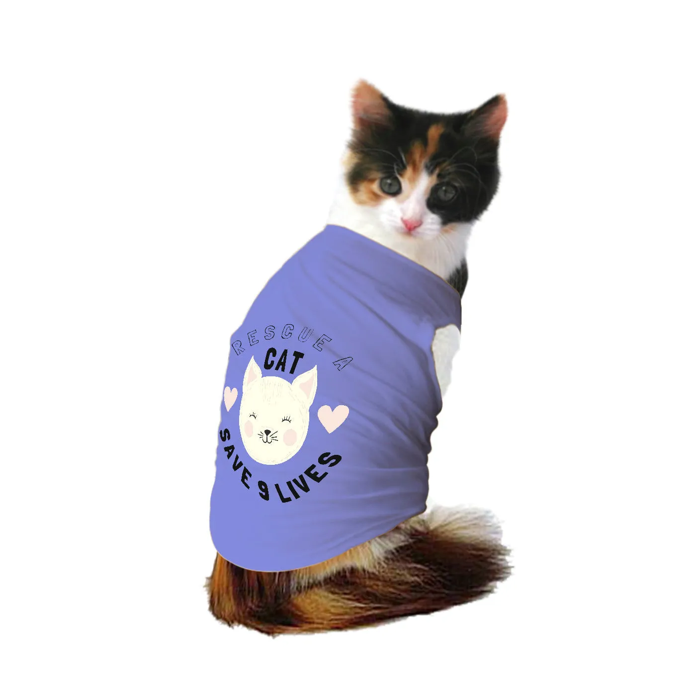 "Save Nine Lives" Printed Tank Cat Tee