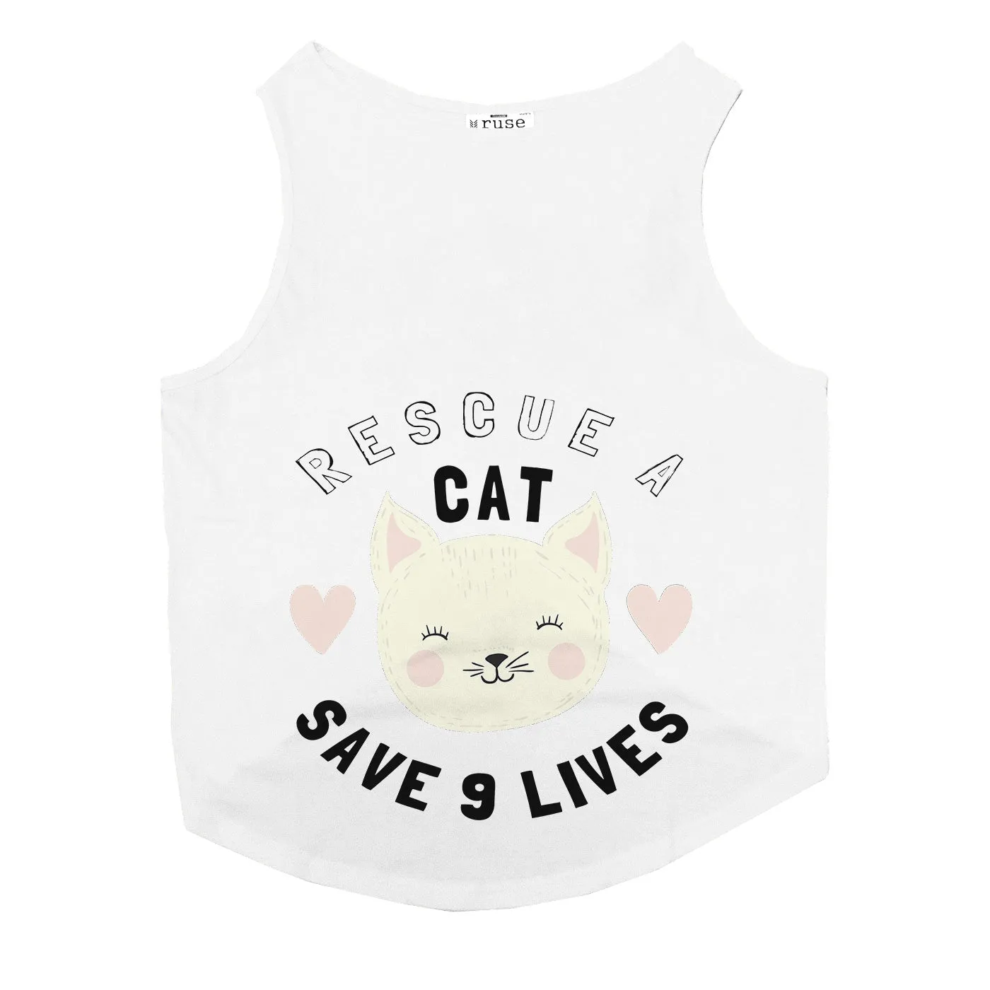 "Save Nine Lives" Printed Tank Cat Tee