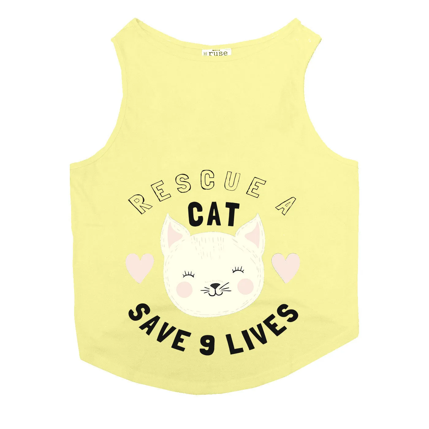 "Save Nine Lives" Printed Tank Cat Tee
