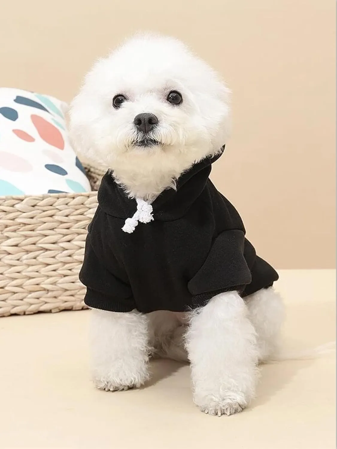 QWINEE 2Pcs Dog & Cat Apparel: Warm Jacket & Shirt - Small to Medium Dogs & Cats, Black & Grey