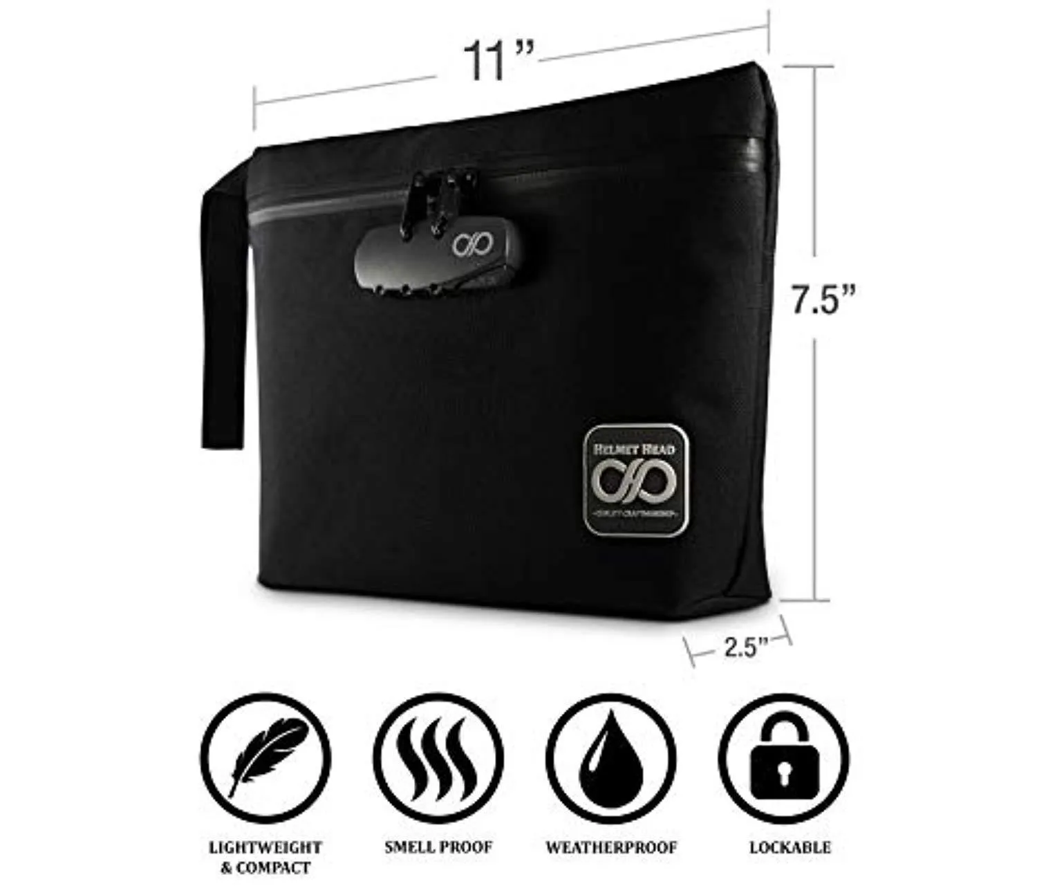 Smell Proof Bag   Grinder Card | Durable Water Resistant Stash Bag W/Combination Lock & Inside Pouches for Your Herbs & Smelly Smoking Accessories: Pipe, Vape, Rolling Papers - 11x7.5x2.5