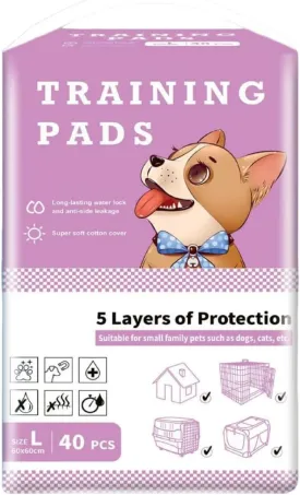 Training Puppy Pets Pads Diapers for Dogs Thickened Bamboo Charcoal Adhesive Absorbent and Deodorant Disposable 5 Layers of Protection (S, M, L, XL Sizes) (40 pcs (23.62 * 23.62 in), L)