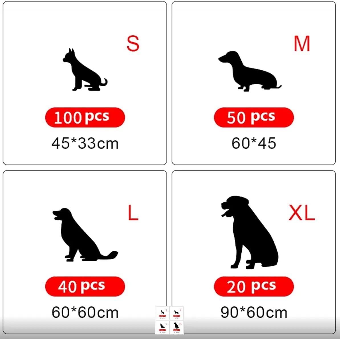Training Puppy Pets Pads Diapers for Dogs Thickened Bamboo Charcoal Adhesive Absorbent and Deodorant Disposable 5 Layers of Protection (S, M, L, XL Sizes) (40 pcs (23.62 * 23.62 in), L)