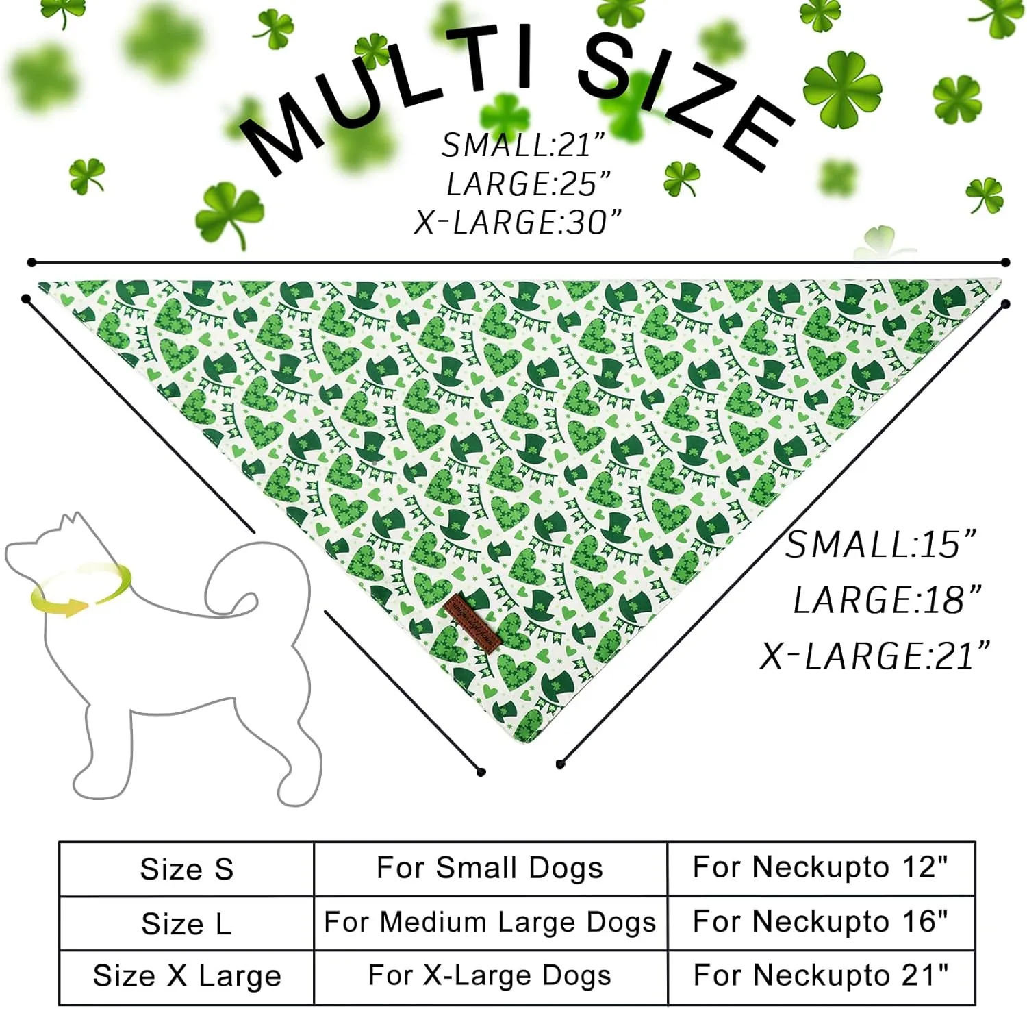 Unique Style Paws Dog St. Pat Bandanas 2Pcs Washable Cotton Triangle Green Clover Magic Hat Dog Scarfs for Small Medium Large Dogs and Cats