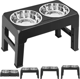 URPOWER Elevated Dog Bowls 4 Height Adjustable Raised Dog Bowl with 2 Stainless Steel Food and Water Bowls Non-Slip Bowl Stand Adjusts to 3.2,8.7,10.2,11.8for Small Medium Large Dogs and Pets
