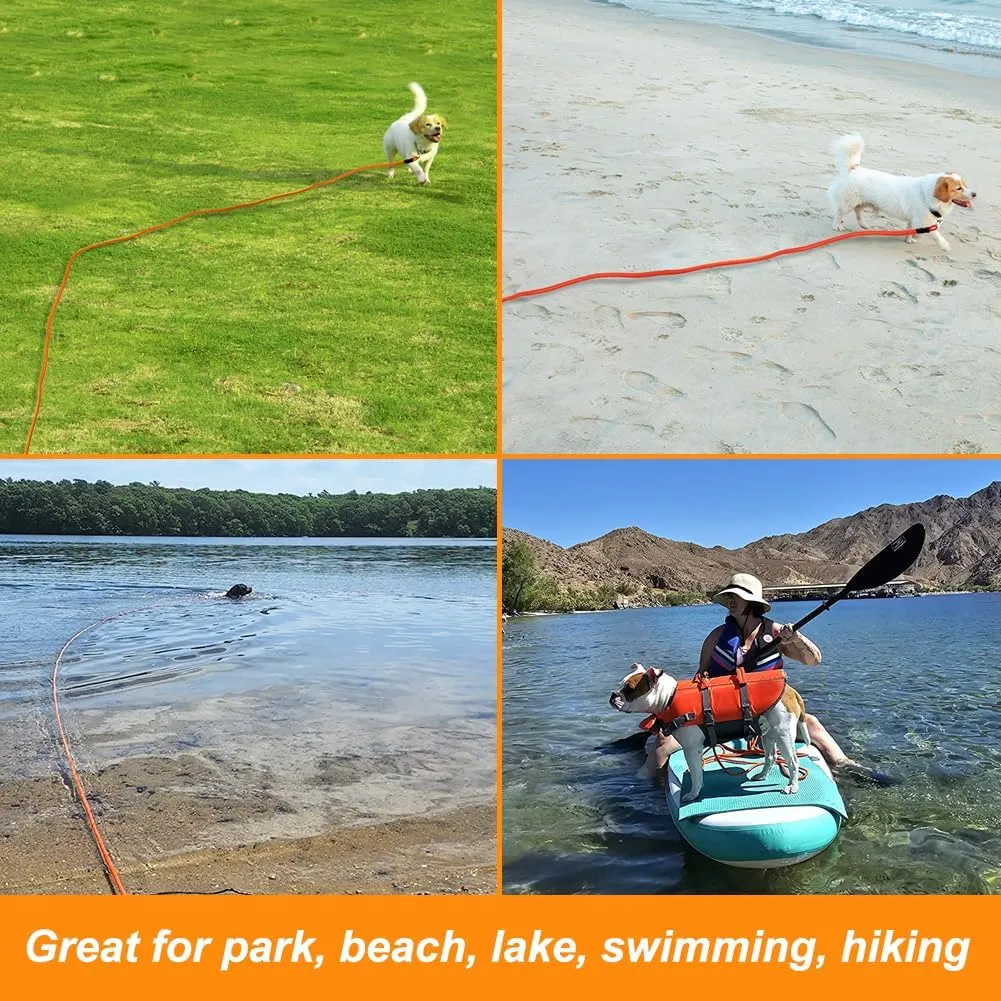 Vivifying 20FT Floating Long Dog Training Leash, Lightweight Check Cord Rope with Comfortable Handle for Outside, Hiking, Swimming, Beach and Lake