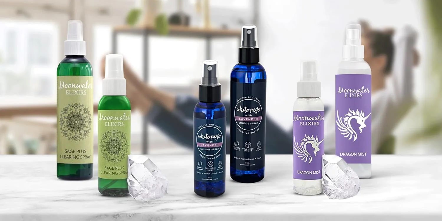 White Sage Smudge Spray for Spiritual Cleansing & Aura Protection, Sage Mist for Cleansing Negative Energy & Protection, Home & Meditation, Clear Quartz Reiki Energized Aromatherapy Room Spray - 4oz