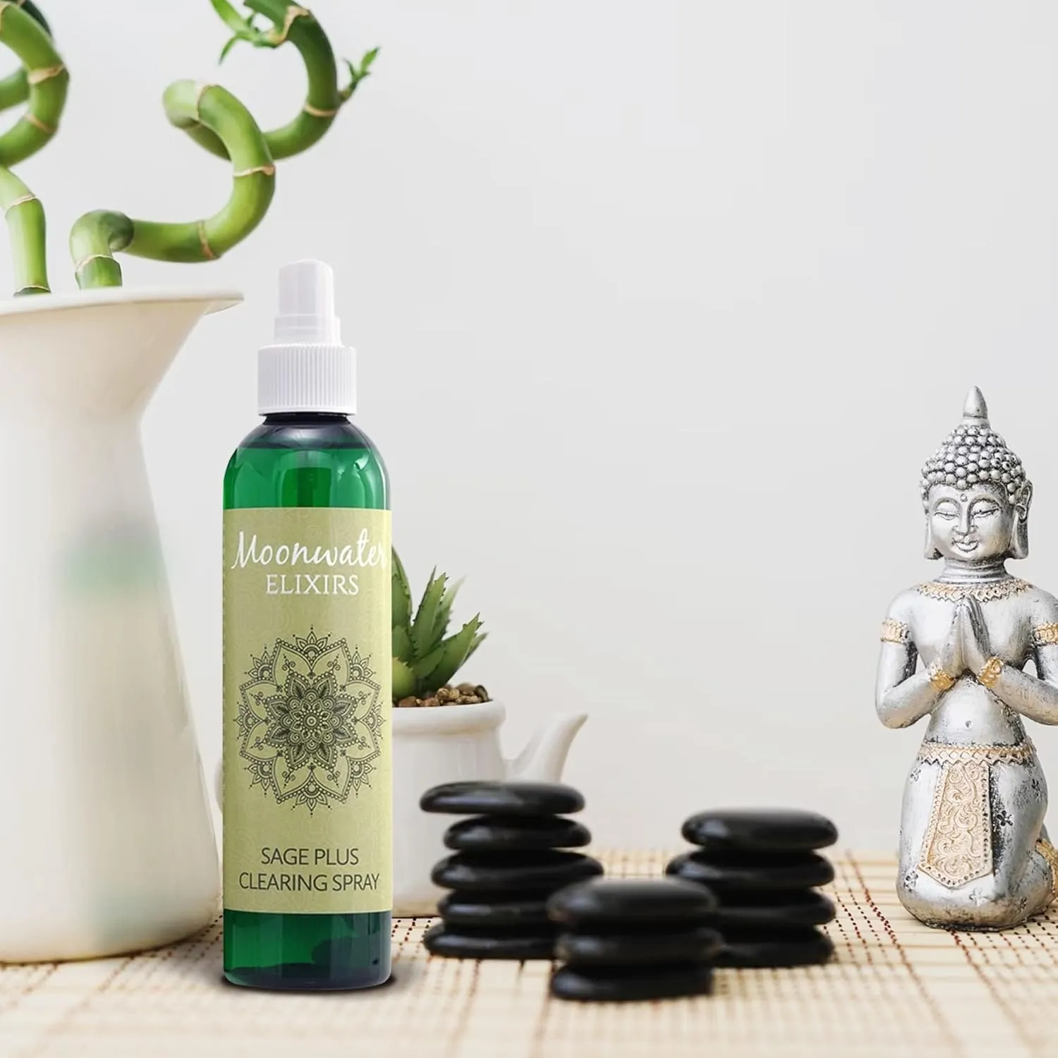 White Sage Smudge Spray for Spiritual Cleansing & Aura Protection, Sage Mist for Cleansing Negative Energy & Protection, Home & Meditation, Clear Quartz Reiki Energized Aromatherapy Room Spray - 4oz