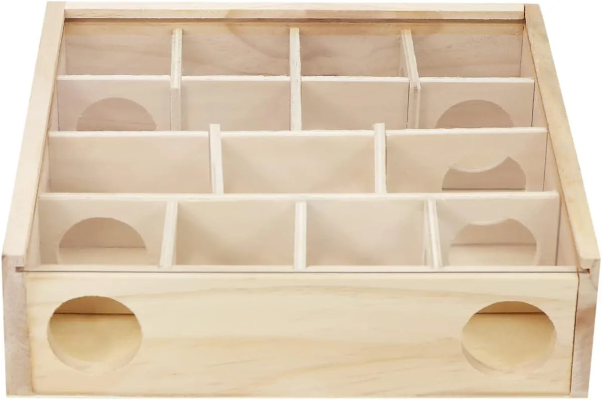 Wontee Wooden Hamster Tunnel Maze with Cover, Hideout & Tunnel Exploring Toys for Dwarf Hamsters Mice Small Gerbil